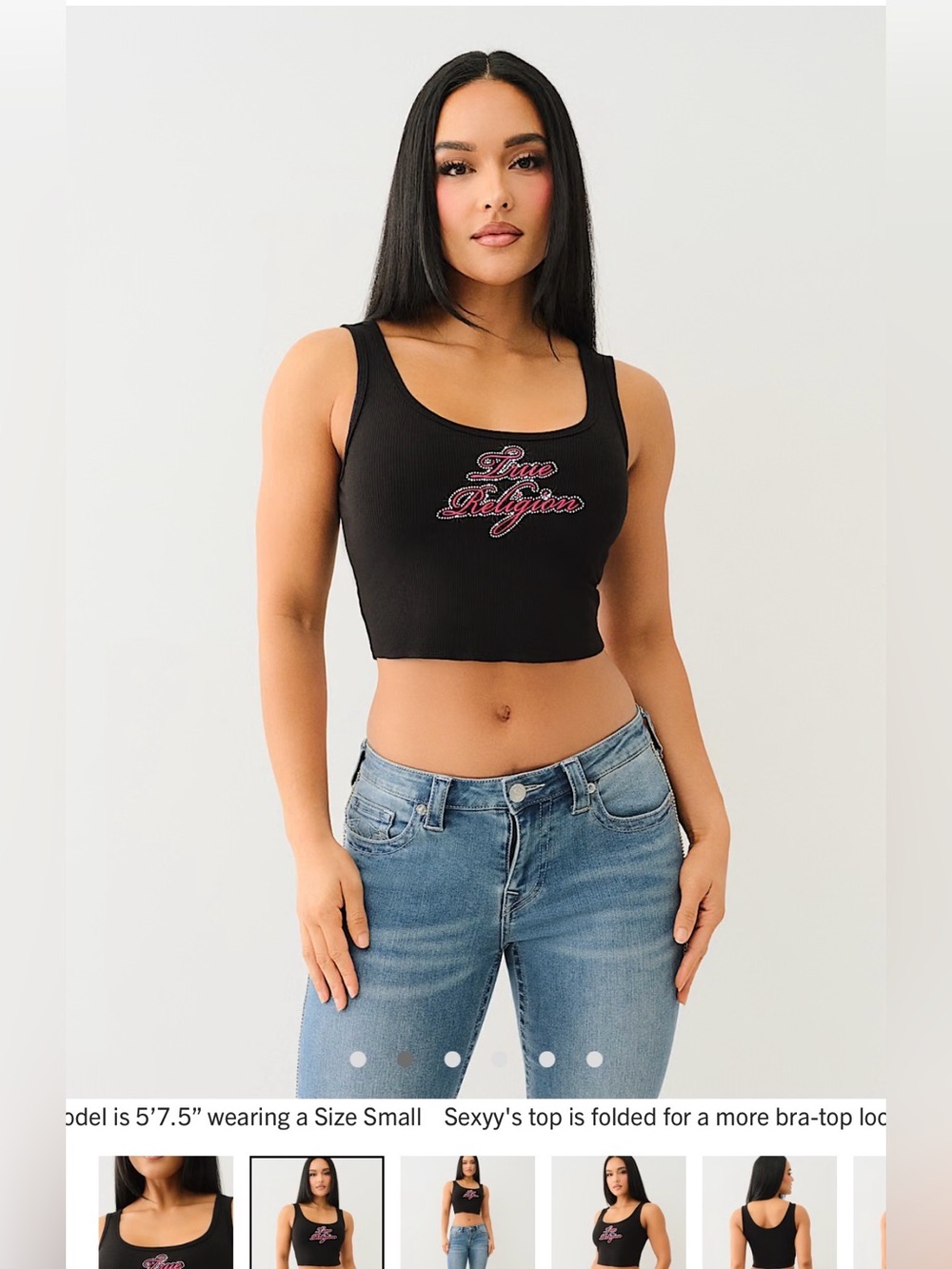 True Religion Crystal Logo Raw Hem Tank